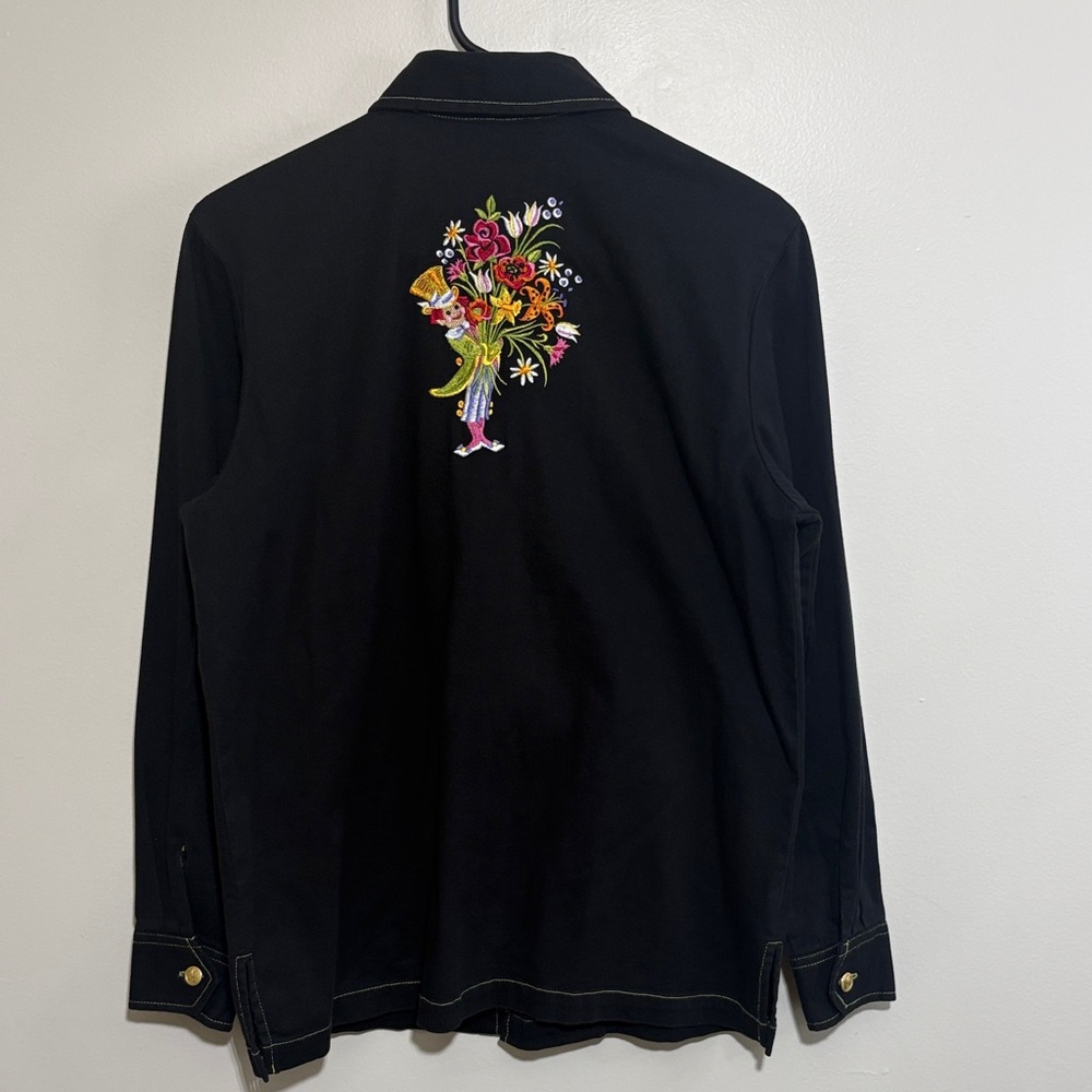 Bob Mackie Wearable Art Black Embroidered Fairy Parade of the Flowers Jacket S - Picture 12 of 16